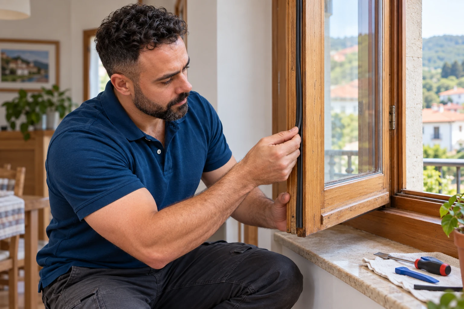 Ajuste y reparación de una ventana